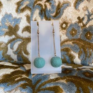 Green Puff Ball Earrings